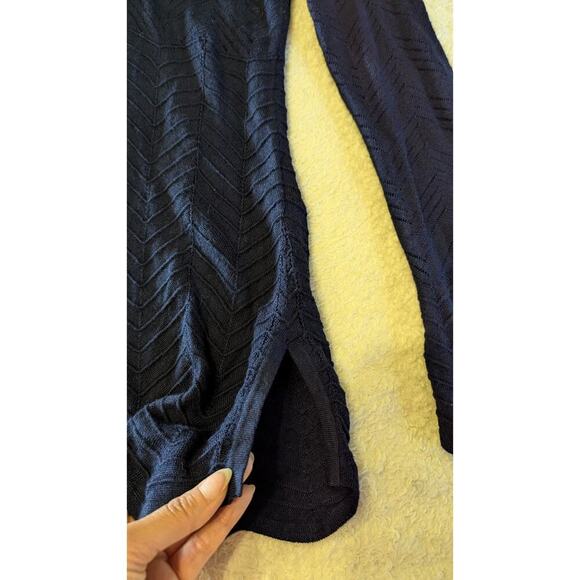 WHITE‎ HOUSE BLACK MARKET Lace Up Scallop Trim Chevron Knit Sweater XS - Picture 3 of 7